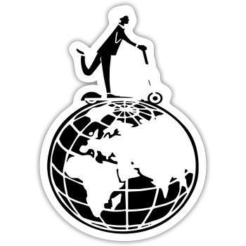 Globe Scooter Zeichnung Reise - Sticker Größe S (10 x 10 cm) - Mattweiß - Vorne