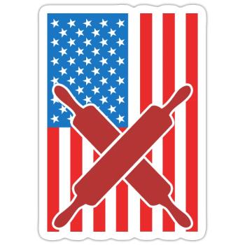 4. Juli USA Backen - Sticker Größe S (10 x 10 cm) - Mattweiß - Vorne
