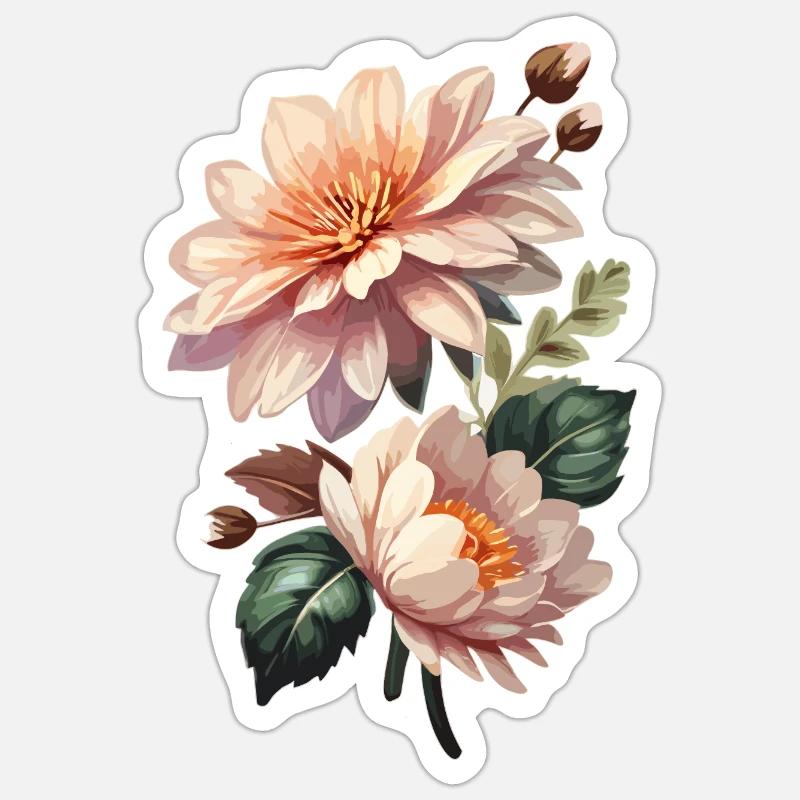 Wunderschöne Rosa Blüten Sticker Größe S (10 x 10 cm)