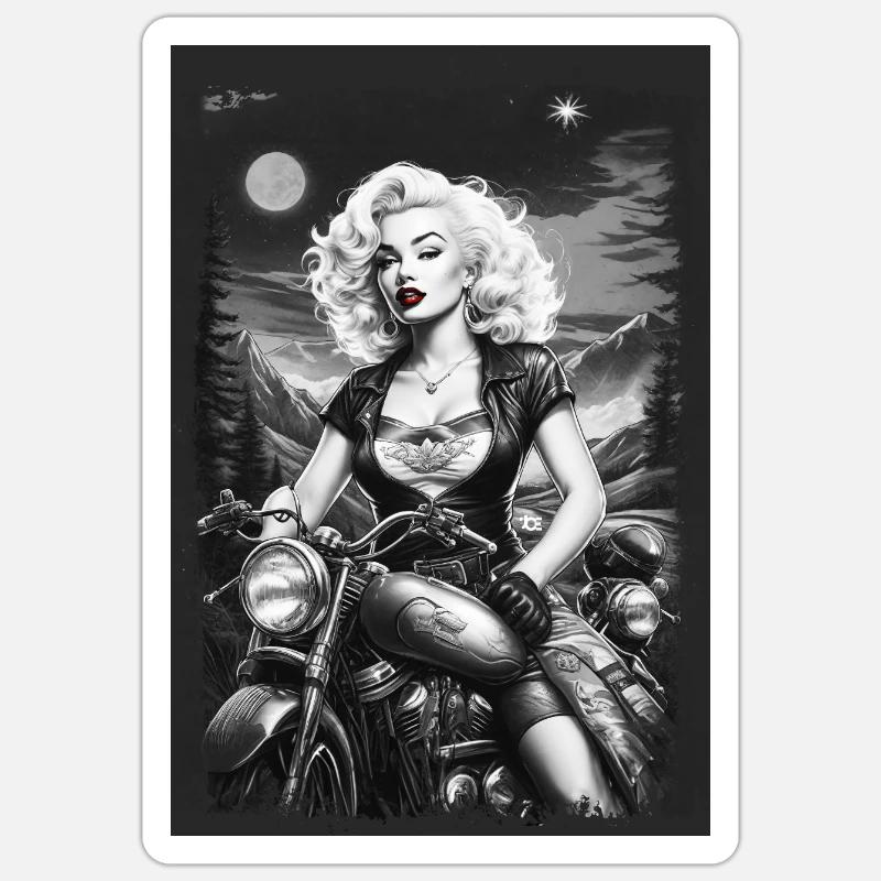 VINTAGE BIKER GIRL Sticker size S (10 x 10 cm)