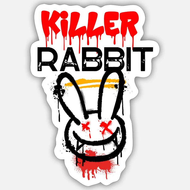 Killer Rabbit - black - Sticker Größe S (10 x 10 cm) - Mattweiß