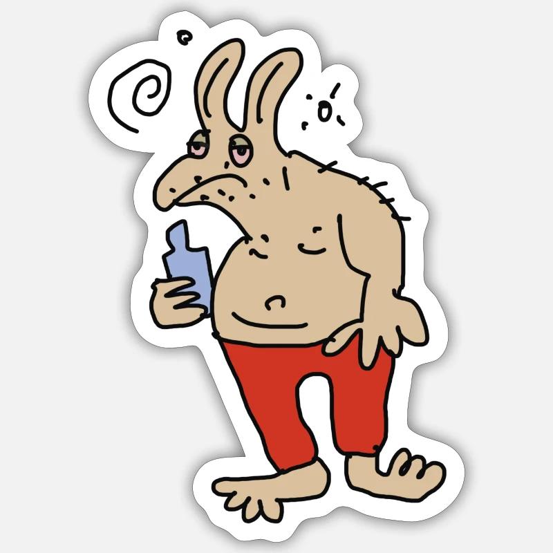 Gueule de bois 1 - Sticker taille S (10 x 10 cm) - blanc mat