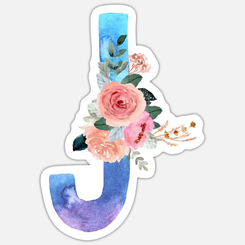 Buchstabe J Aquarell - Sticker Größe S (10 x 10 cm) - Mattweiß