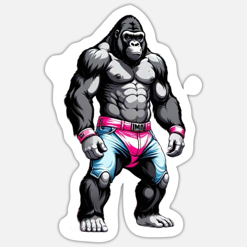 Boxing Gorilla Boxer - Sticker size S (10 x 10 cm) - white matte