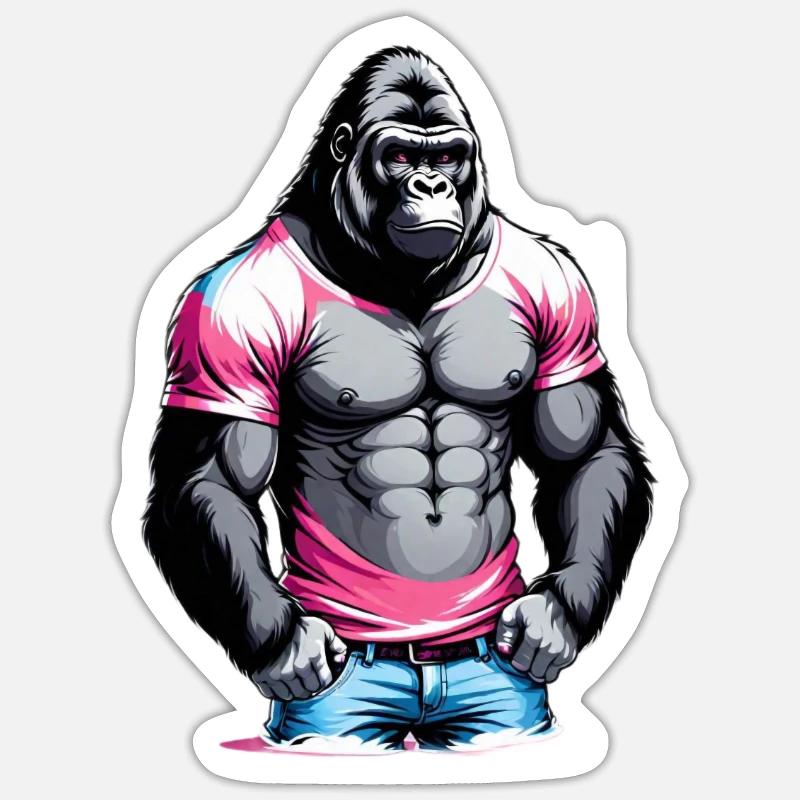 Boxing Gorilla Boxer - Sticker size S (10 x 10 cm) - white matte