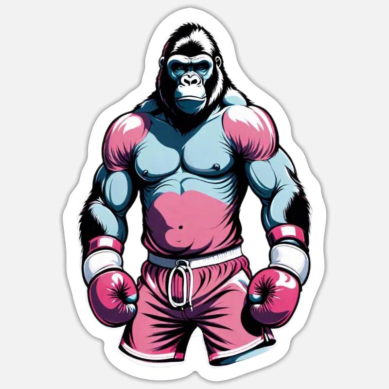 Boxing Gorilla Boxer - Sticker size S (10 x 10 cm) - white matte
