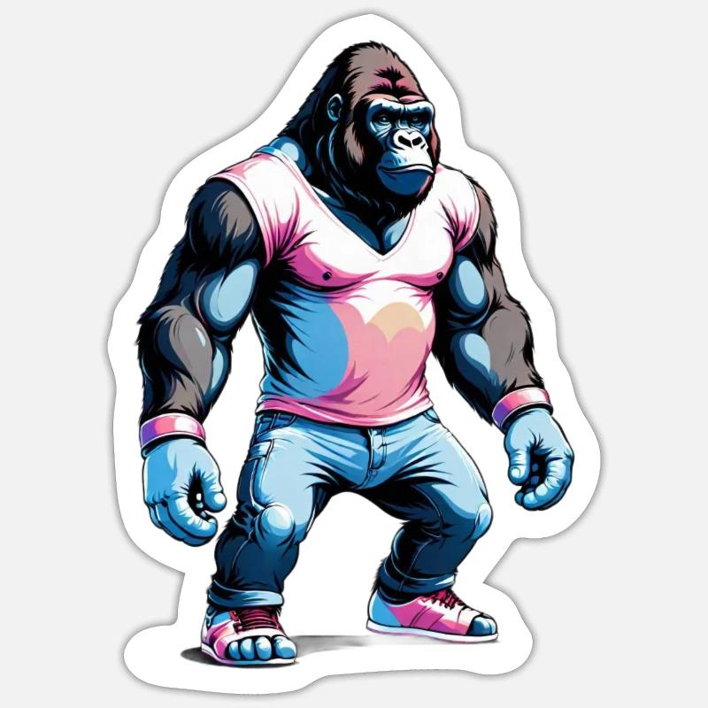 Boxing Gorilla Boxer - Sticker size S (10 x 10 cm) - white matte