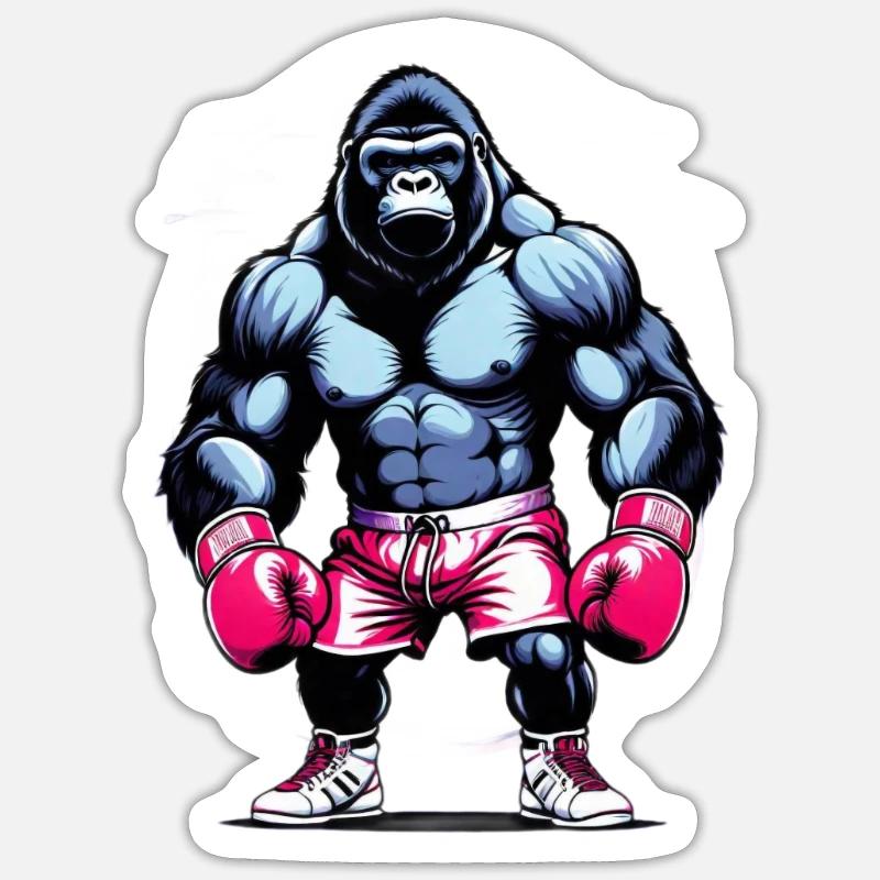 Boxing Gorilla Boxer - Sticker size S (10 x 10 cm) - white matte