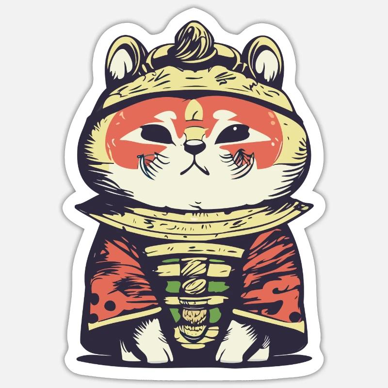 Red Panda Samurai Sticker size S (10 x 10 cm)