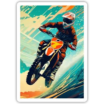 Motocross I - Sticker taille S (10 x 10 cm) - blanc mat - Devant