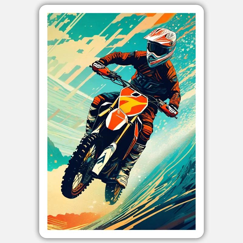 Motocross I - Sticker taille S (10 x 10 cm) - blanc mat