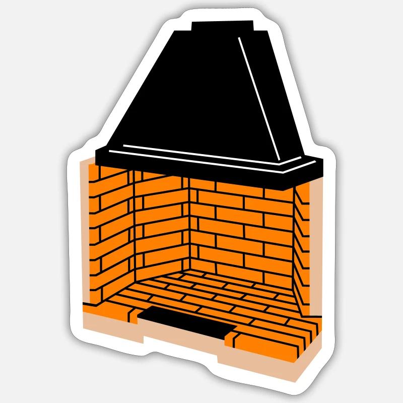 Cheminée préfabriquée C1 - Sticker taille S (10 x 10 cm) - blanc mat