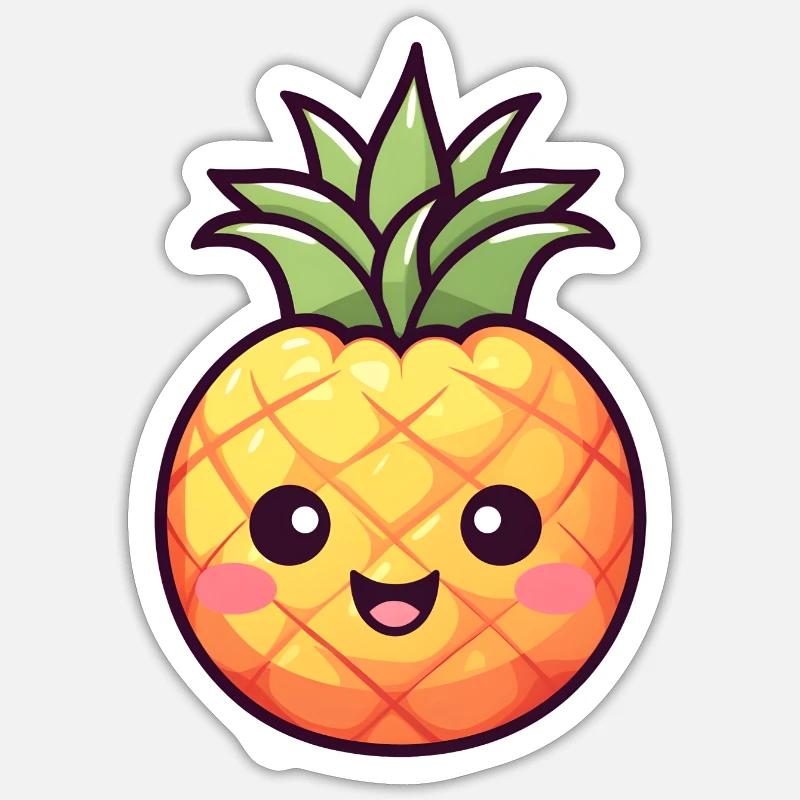 Kawaii Pineapple Version 4 - Sticker size S (10 x 10 cm) - white matte