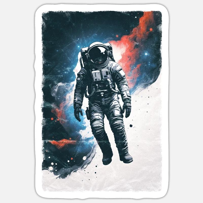 Astronaute - Dérive céleste - Sticker taille S (10 x 10 cm) - blanc mat