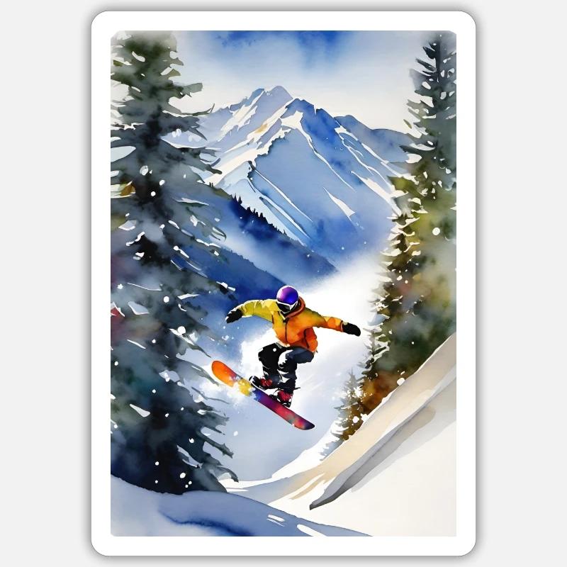 Snowboarder I - Sticker size S (10 x 10 cm) - white matte