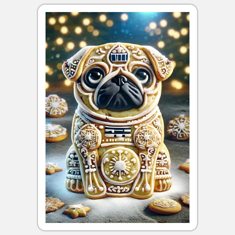 Keks Hund Mops, Mops Sticker Größe S (10 x 10 cm)