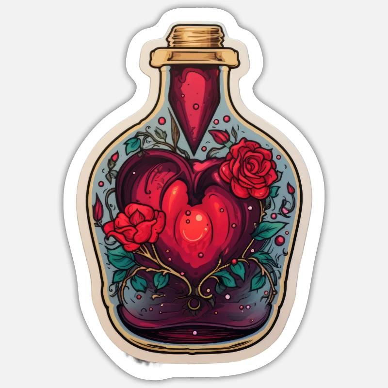 Autocollant d’illustration mignon de la Saint-Valentin Sticker taille S (10 x 10 cm)