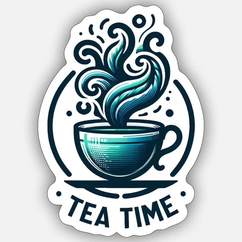 L’heure du thé - Sticker taille S (10 x 10 cm) - blanc mat