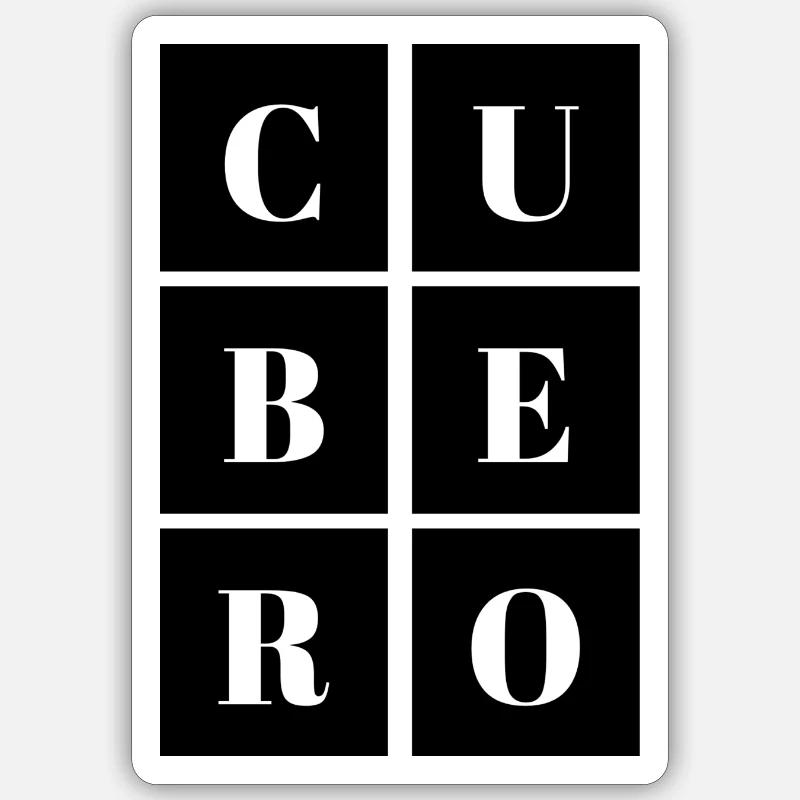 Cube carré noir et blanc - Sticker taille S (10 x 10 cm) - blanc mat
