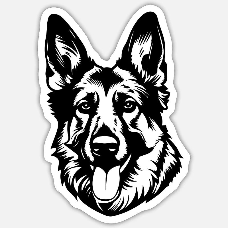 German Shepherd Dog Head - Sticker size S (10 x 10 cm) - white matte