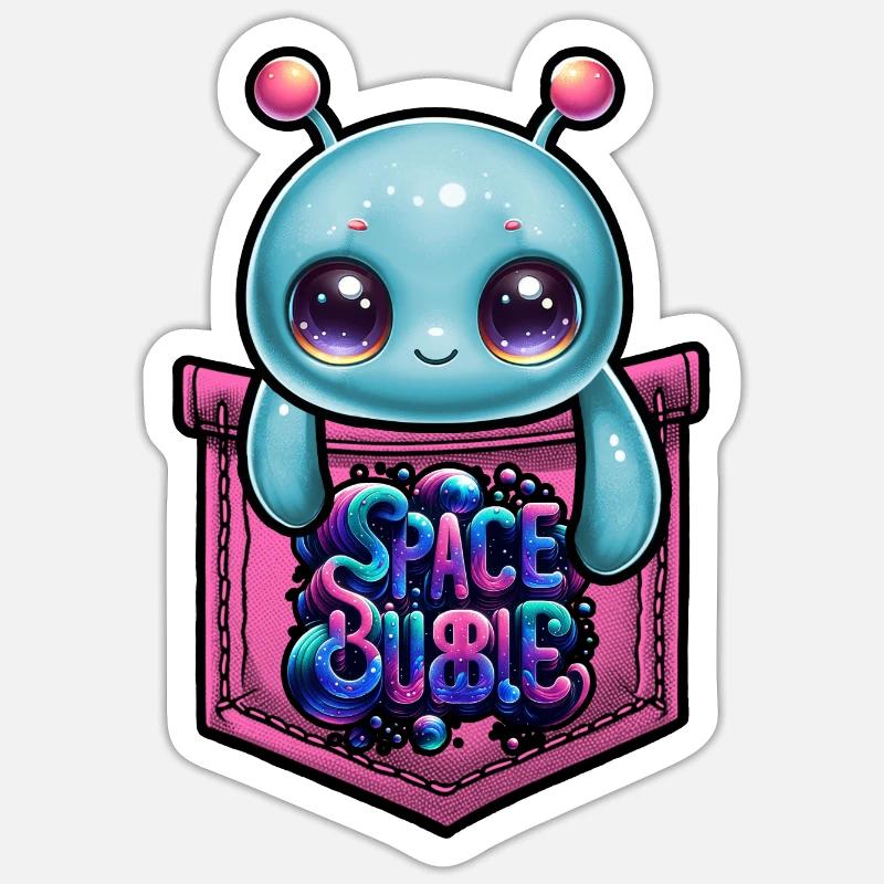 Space Bubble Pocket Kawaii - Sticker Größe S (10 x 10 cm) - Mattweiß