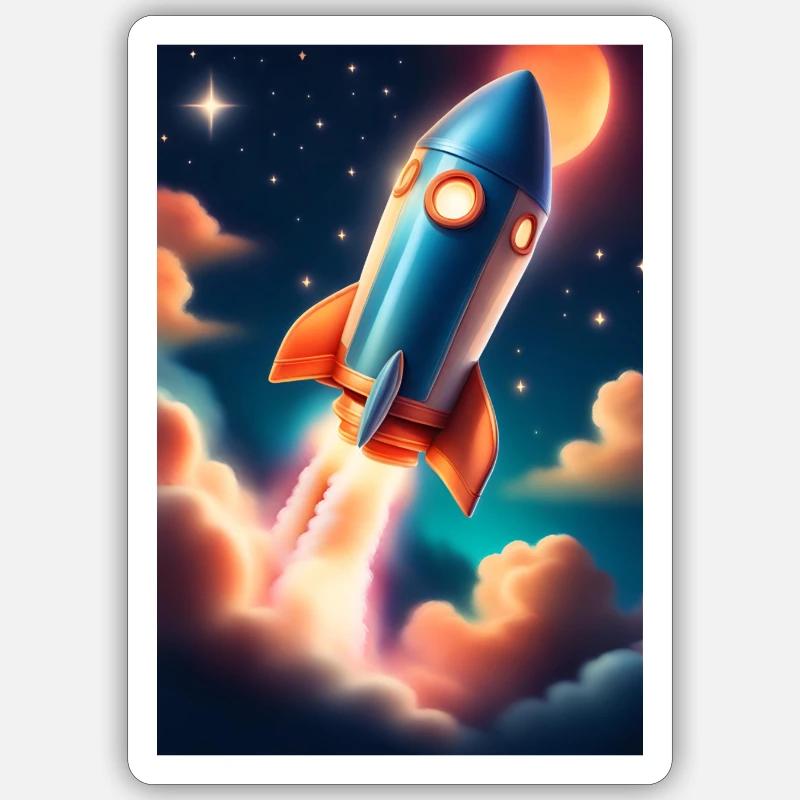 Rakete - Sticker Größe S (10 x 10 cm) - Mattweiß