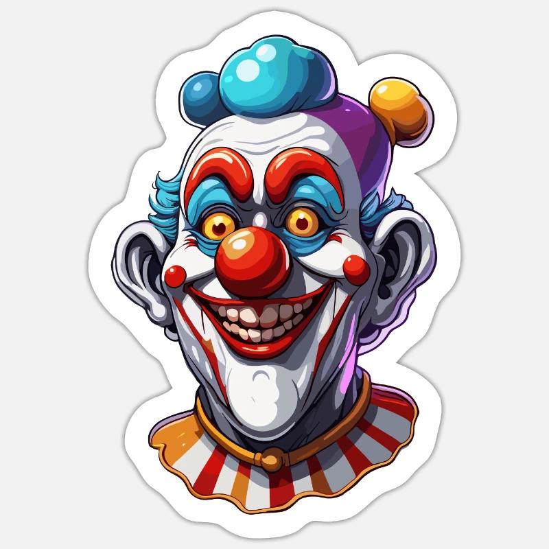 Clown / Cirque / Carnaval / Carnaval / Ludique - Sticker taille S (10 x 10 cm) - blanc mat