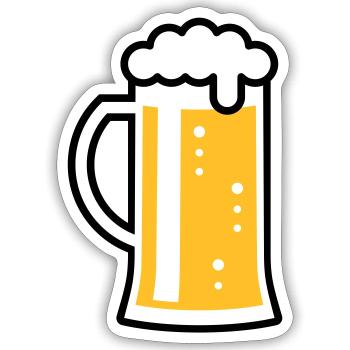German Beer Stein (Beer Glass / Tankard / L / 2C) - Sticker size S (10 x 10 cm) - white matte - Front