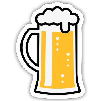 German Beer Stein (Beer Glass / Tankard / L / 3C) - Sticker size S (10 x 10 cm) - white matte - Front