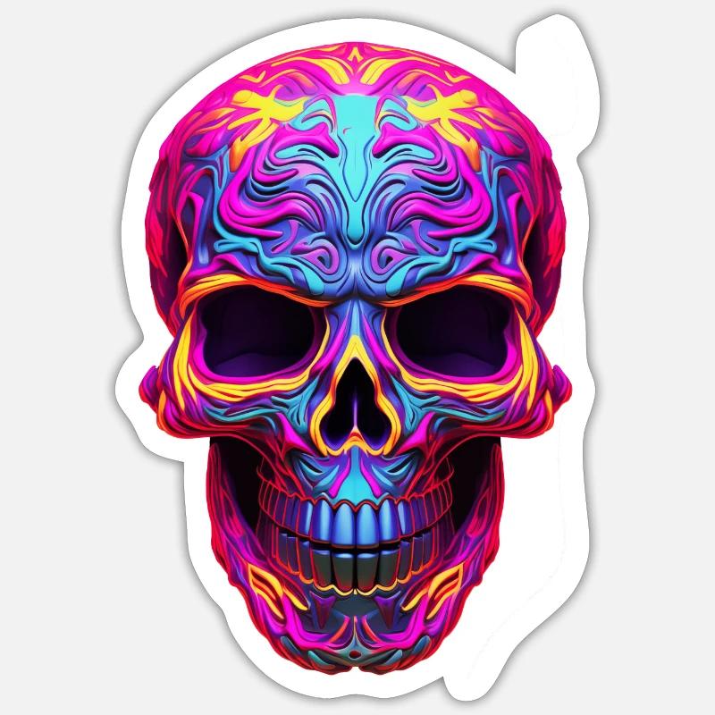 Neon Skull 2 - Sticker Größe S (10 x 10 cm) - Mattweiß