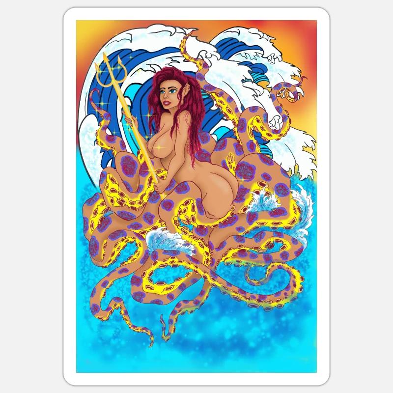 Octomermaid - Sticker size S (10 x 10 cm) - white matte