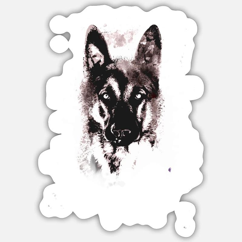 Schäferhund,hund,schwarzer Schäferhund - Sticker Größe S (10 x 10 cm) - Mattweiß