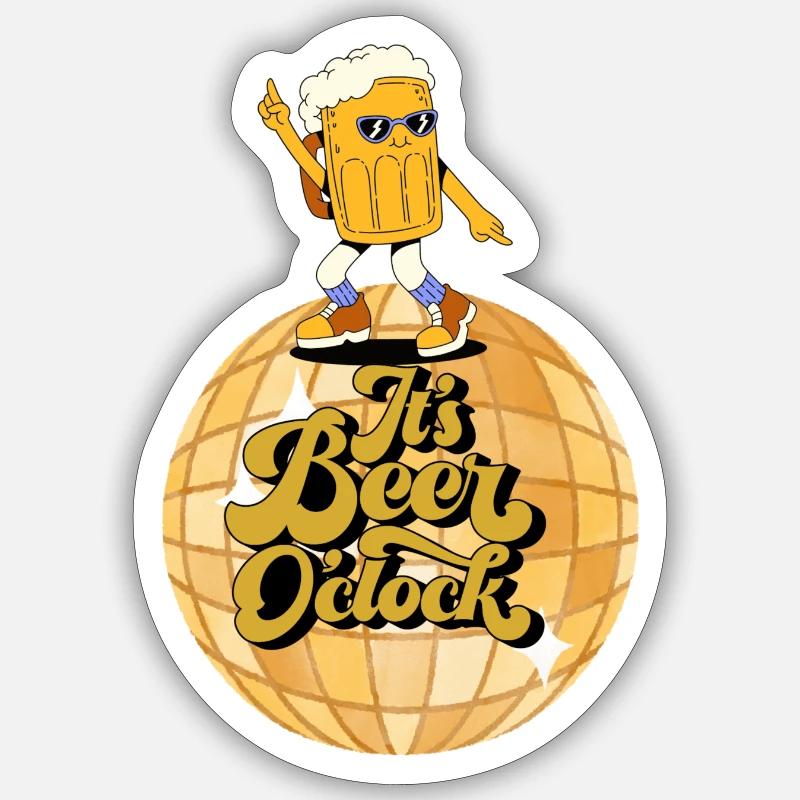 It`s Beer o`clock - Sticker Größe S (10 x 10 cm) - Mattweiß