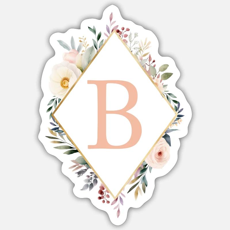 B Monogram, Floral, Boho Sticker size S (10 x 10 cm)