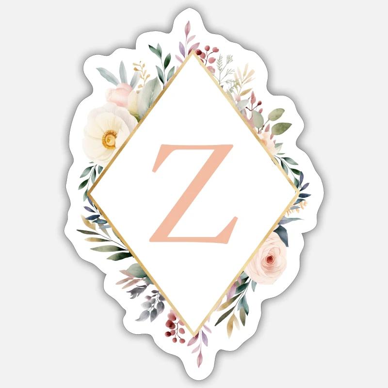 Z Monogram, Floral, Boho Sticker size S (10 x 10 cm)