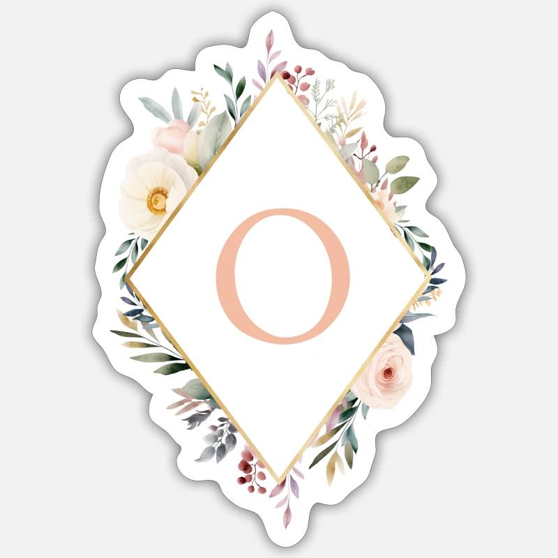 O Monogramm , Floral, Boho - Sticker Größe S (10 x 10 cm) - Mattweiß