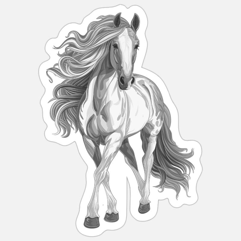 Pferd - Sticker Größe S (10 x 10 cm) - Mattweiß