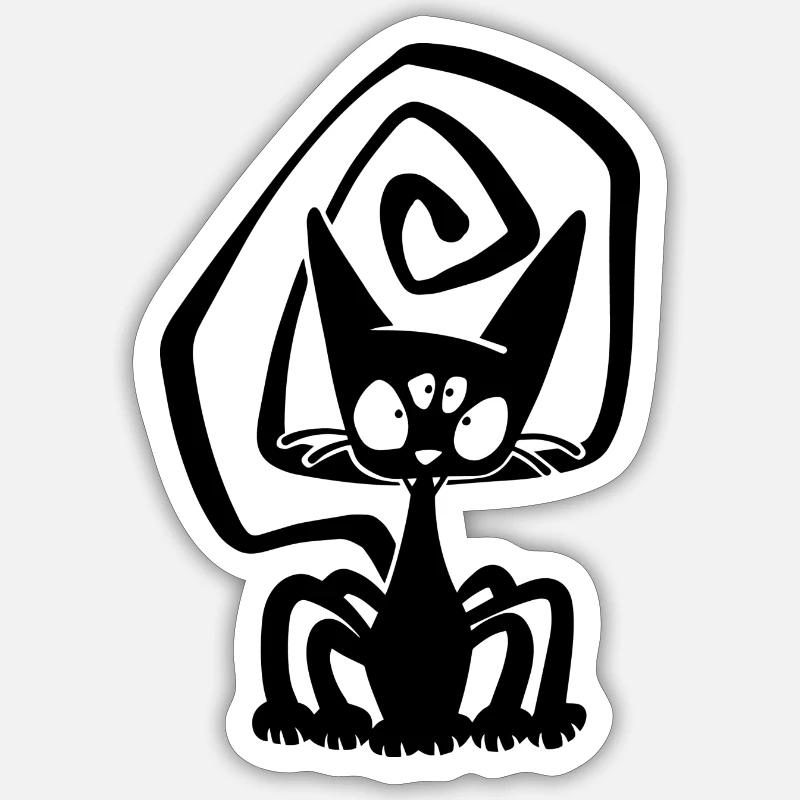 Spider Black Cat - Sticker size S (10 x 10 cm) - white matte