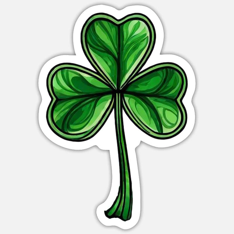 Kleeblatt St. Patrick´s Day Irisches Shamrock - Sticker Größe S (10 x 10 cm) - Mattweiß