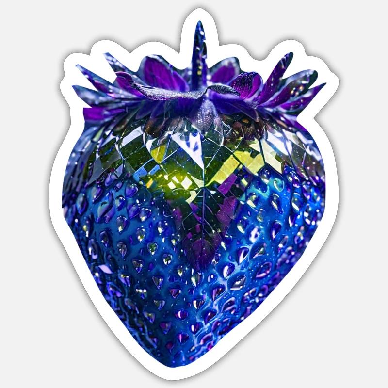 erdbeere,blaue erdbeere, erdbeere mit Pailletten Sticker Größe S (10 x 10 cm)