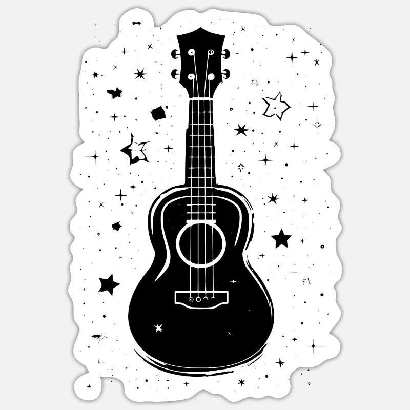Dessin de ukulélé - Sticker taille S (10 x 10 cm) - blanc mat