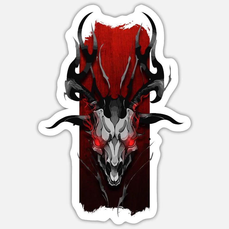 Illumination infernale : Crâne de chèvre démoniaque avec - Sticker taille S (10 x 10 cm) - blanc mat