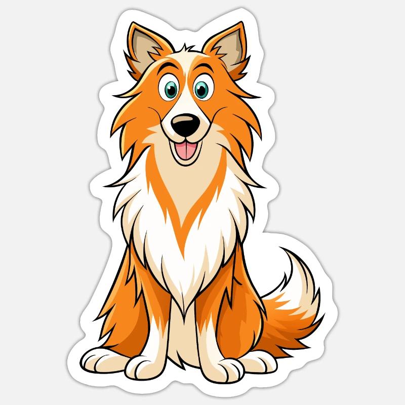 Art numérique Collie Expression douce - Sticker taille S (10 x 10 cm) - blanc mat