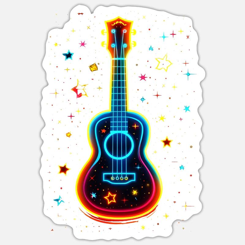 Ukulélé des années 90 - Sticker taille S (10 x 10 cm) - blanc mat
