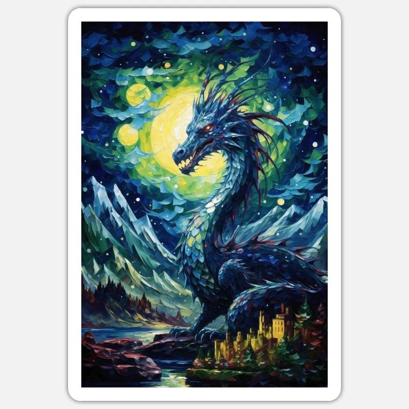 Dragon - Sticker taille S (10 x 10 cm) - blanc mat