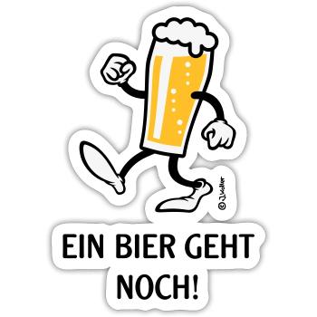 XEin Bier Geht Noch! (Bierchen / Cartoon / Lustig) - Sticker Größe S (10 x 10 cm) - Mattweiß - Vorne