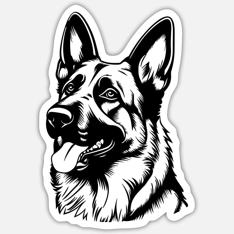 Deutscher Schäferhund - Sticker Größe S (10 x 10 cm) - Mattweiß