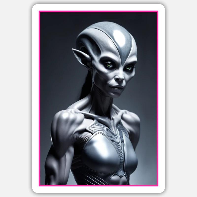 Femme extraterrestre - Sticker taille S (10 x 10 cm) - blanc mat
