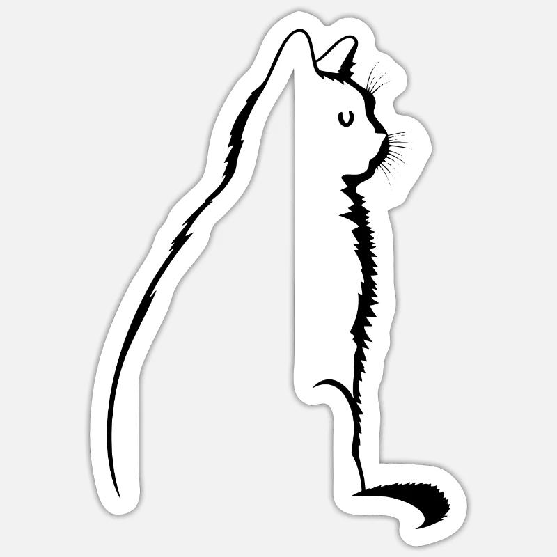 Chat, Motif De Chat - Sticker taille S (10 x 10 cm) - blanc mat
