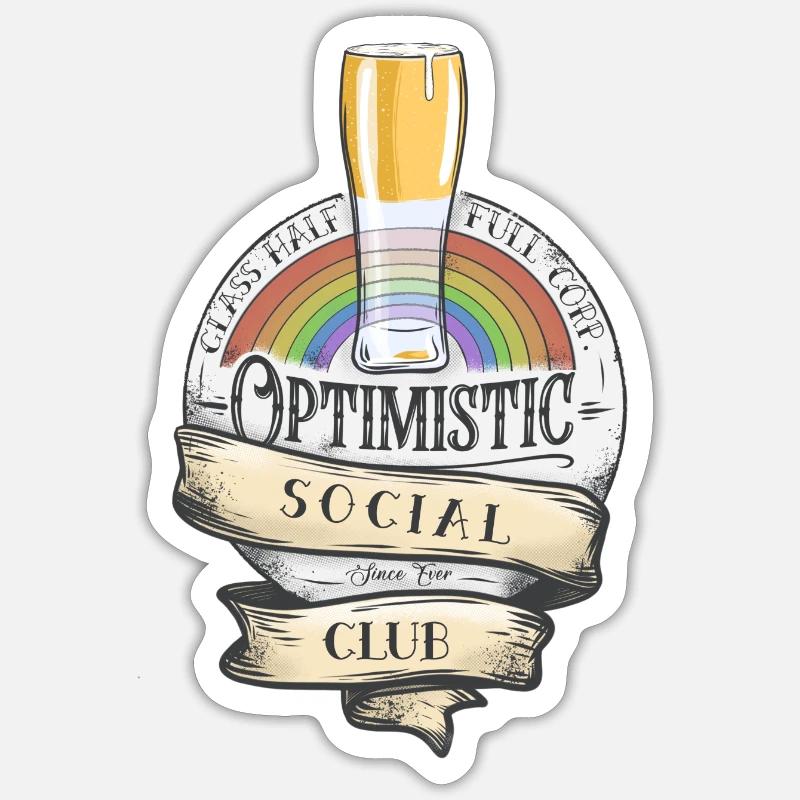 Optimiste - Sticker taille S (10 x 10 cm) - blanc mat
